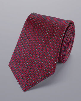 Stain Resistant Semi Plain Pattern Silk Tie - Red