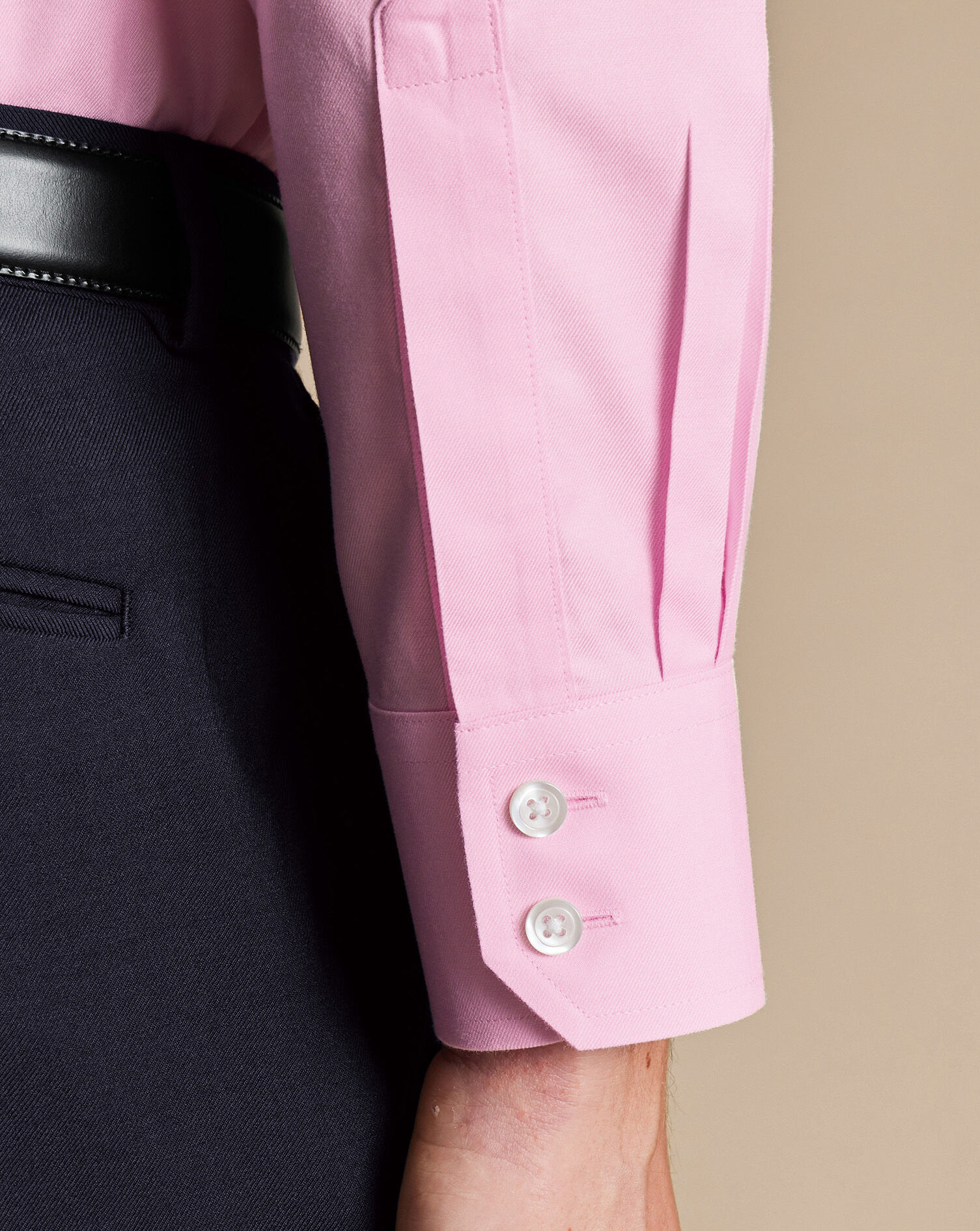 Non-Iron Twill Shirt - Pink | Charles 