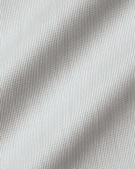 Semi-Cutaway Collar Twill Shirt with Printed Trim - Light Grey