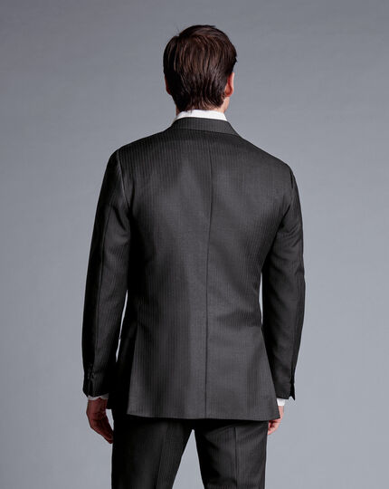 British Luxury Stripe Suit - Charcoal Grey
