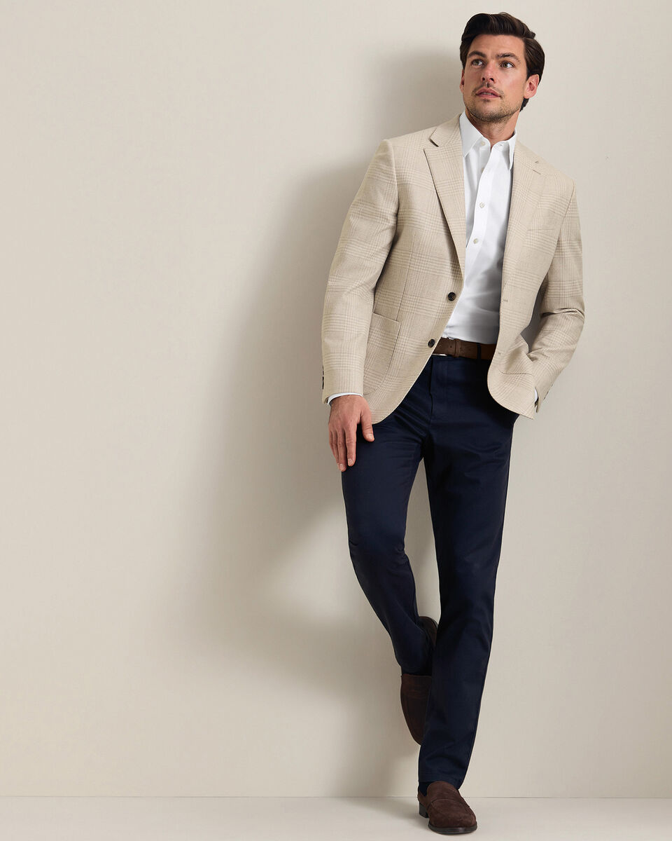 Veste &agrave; carreaux en laine et soie - Gris galet