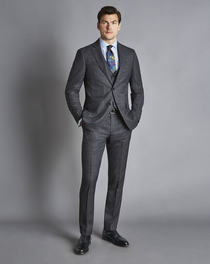 Ultimate Performance Prince of Wales Check Suit - Steel Blue