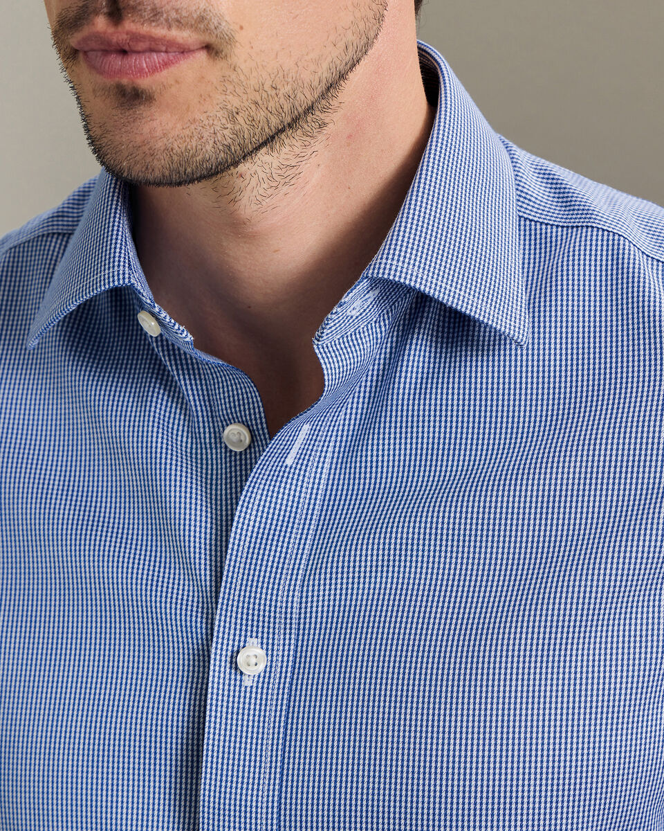 Non-Iron Twill Puppytooth Shirt - Royal Blue