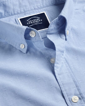 Cutaway Collar Clipped Dobby Chambray Shirt  - Sky Blue