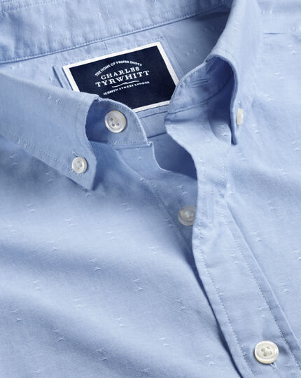Button-Down Collar Clipped Dobby Chambray Shirt  - Sky Blue