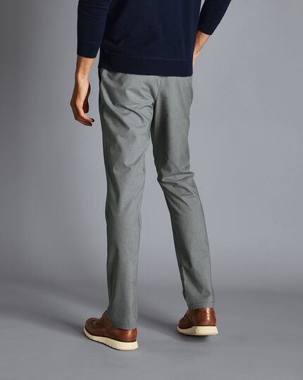 Basketweave Cotton Stretch Trouser  - Grey
