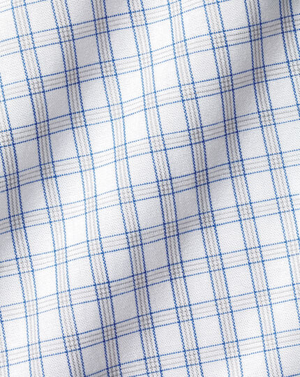 Semi-Spread Collar Egyptian Cotton Poplin Check Shirt - Grey