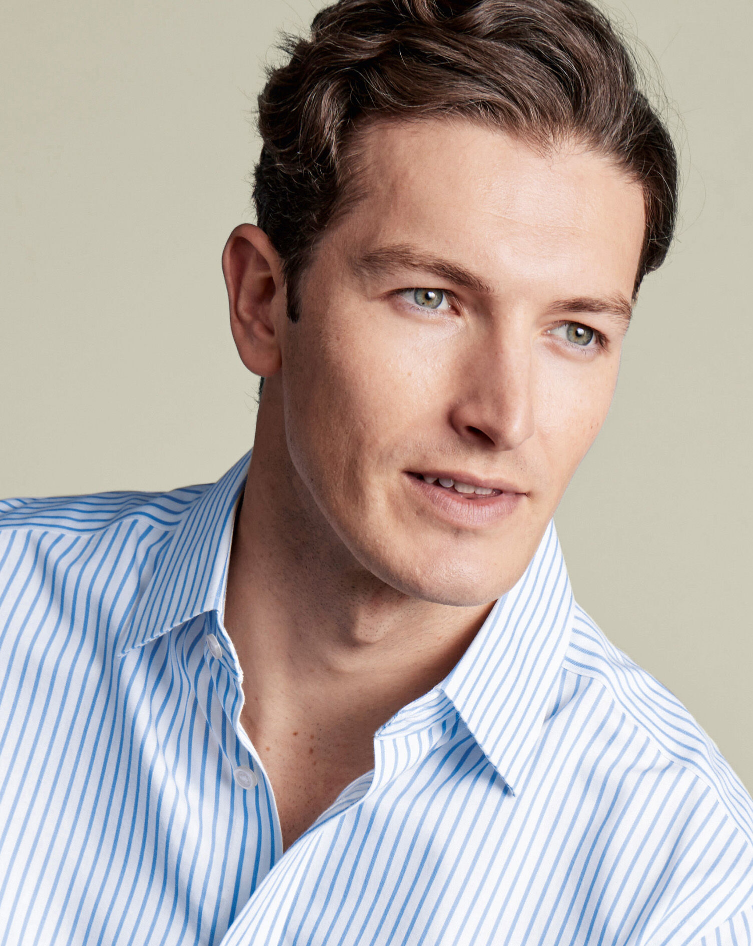 Bügelfreies Twill-Hemd mit Streifen - Kornblumenblau