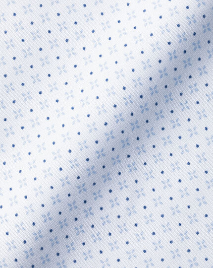 Semi-Spread Collar Petal Print Non-Iron Shirt - Light Blue