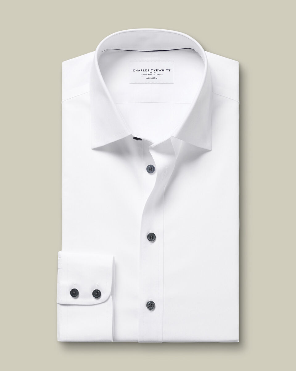 Chemise en serg&eacute; sans repassage - Blanc