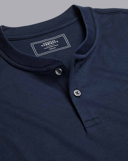 Henley Langarm-Shirt - Marineblau