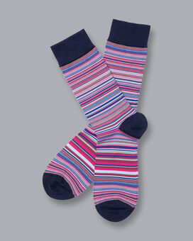 Multi Stripe Socks - Bright Pink