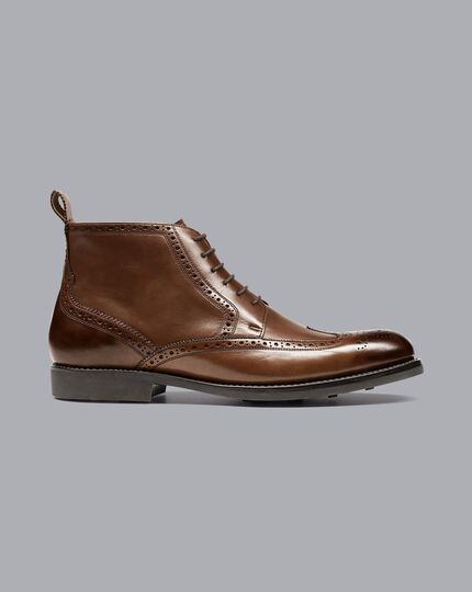 Goodyear Welted Brogue Boot - Brown