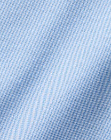 Semi-Spread Collar Twill Printed Trim Shirt - Sky Blue