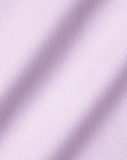 Semi-Spread Collar Twill Shirt with Printed Trim - Violet Purple