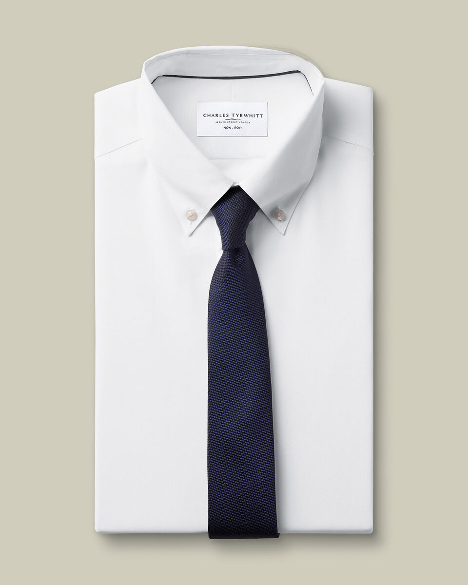 Chemise &agrave; tissage Oxford extensible sans repassage - Blanc