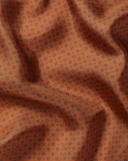 Geo Print Silk Pocket Square - Burnt Orange