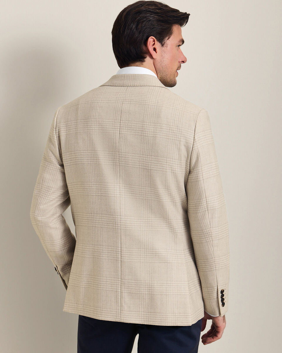 Veste &agrave; carreaux en laine et soie - Gris galet