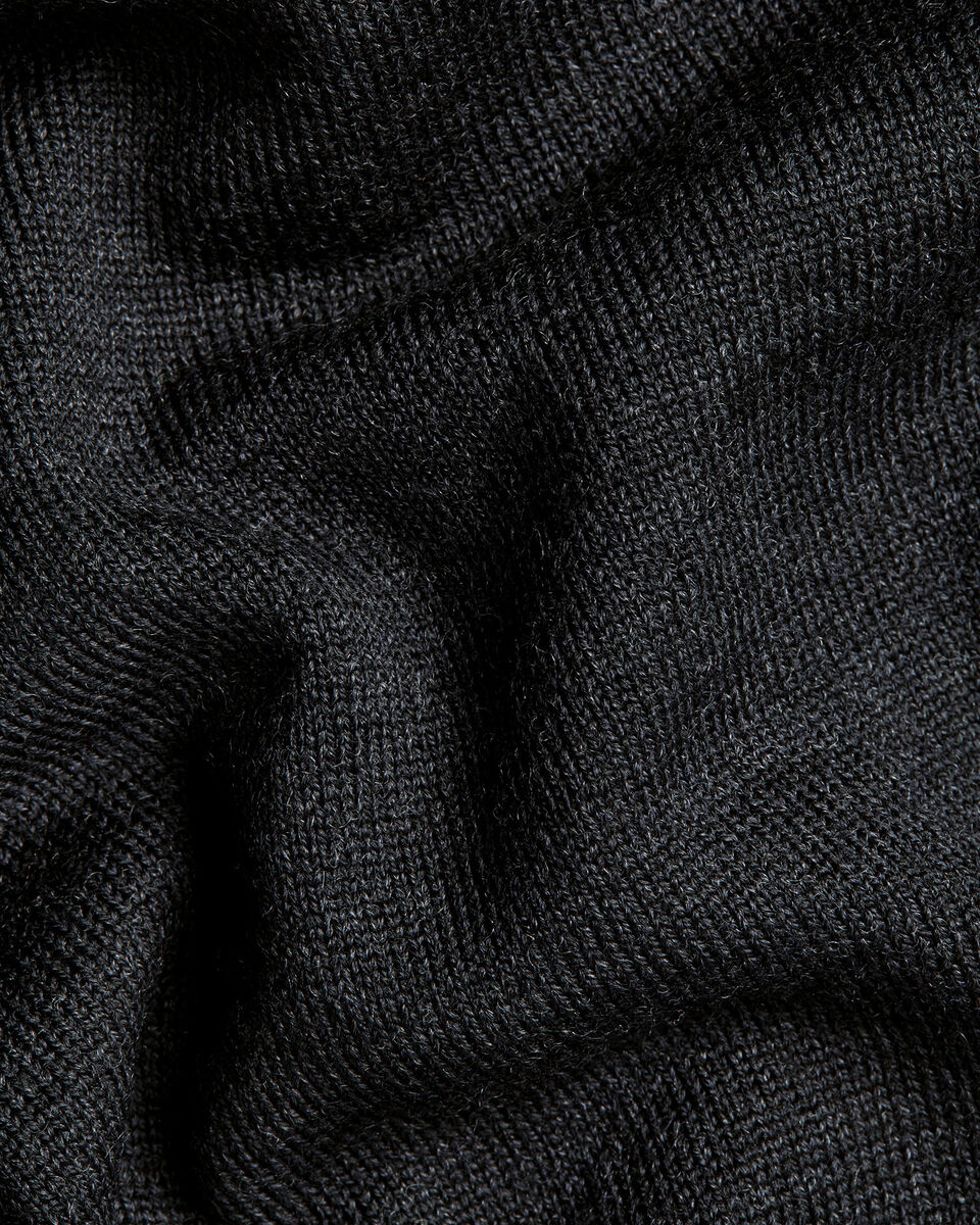 Pure Merino Wool Button Neck Polo - Charcoal Grey