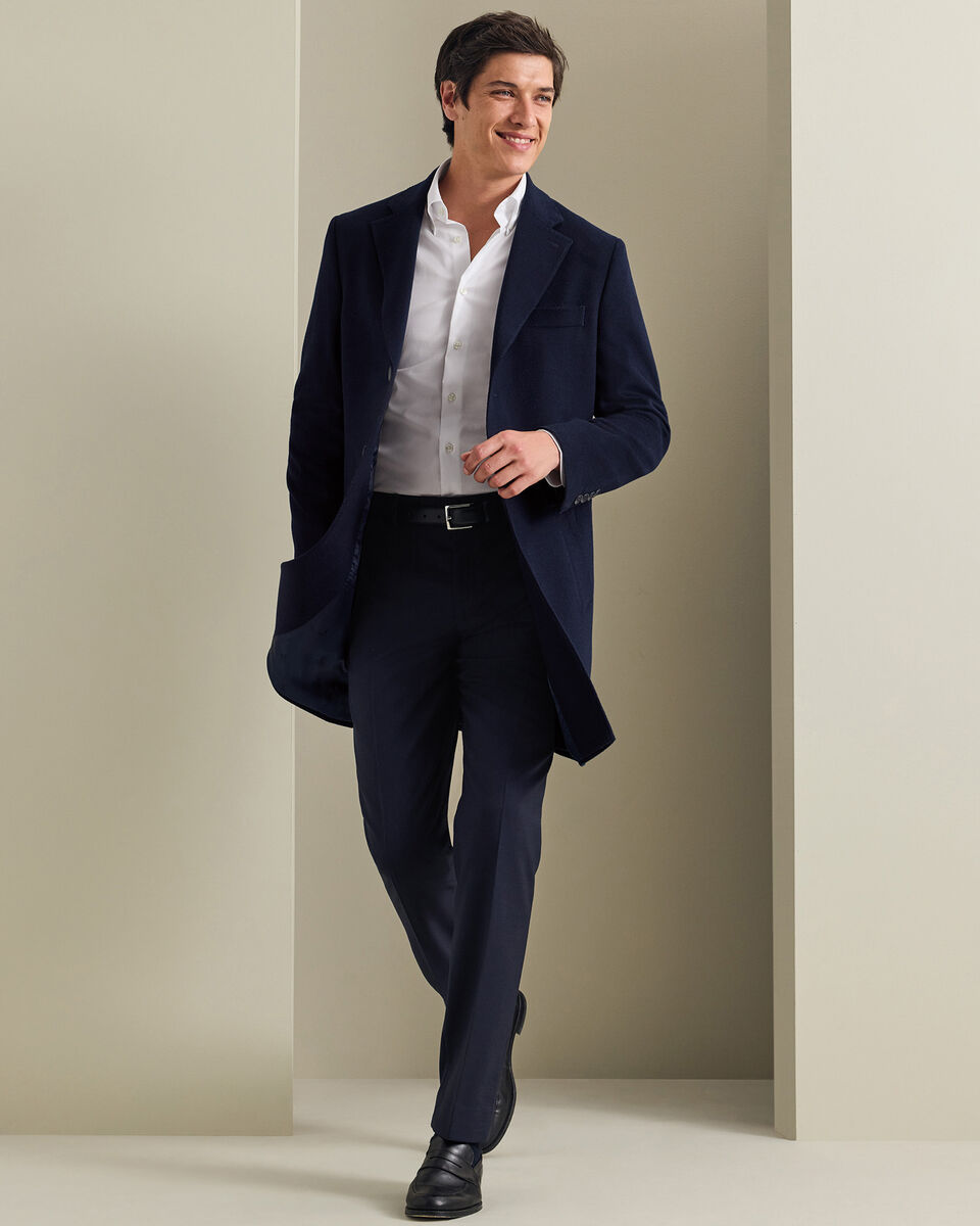 Pure Wool Overcoat - Navy