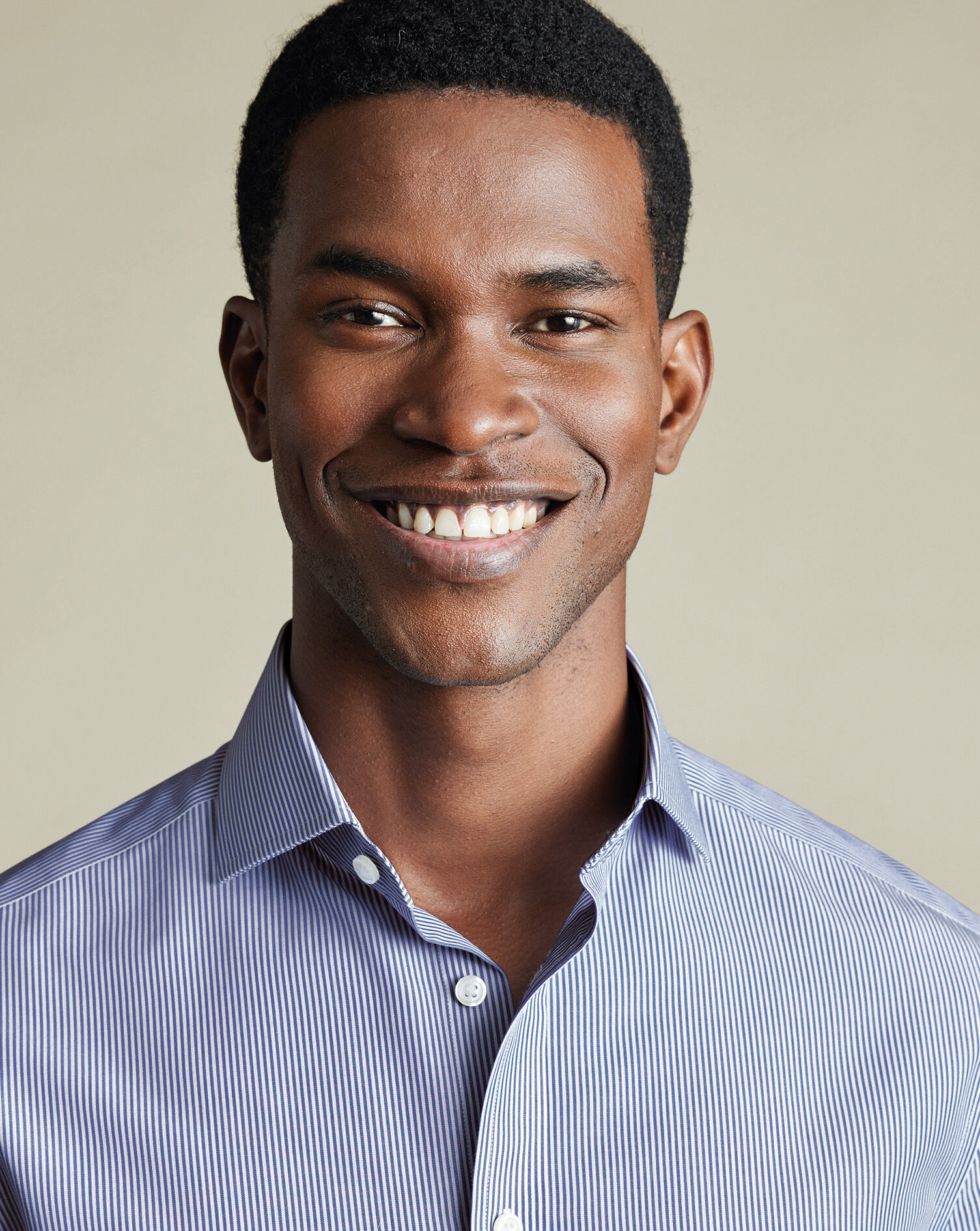 Spread Collar Non-Iron Bengal Stripe Shirt - Royal Blue