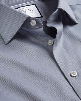 Semi-Spread Collar Egyptian Cotton Hampton Weave Shirt - Steel Blue