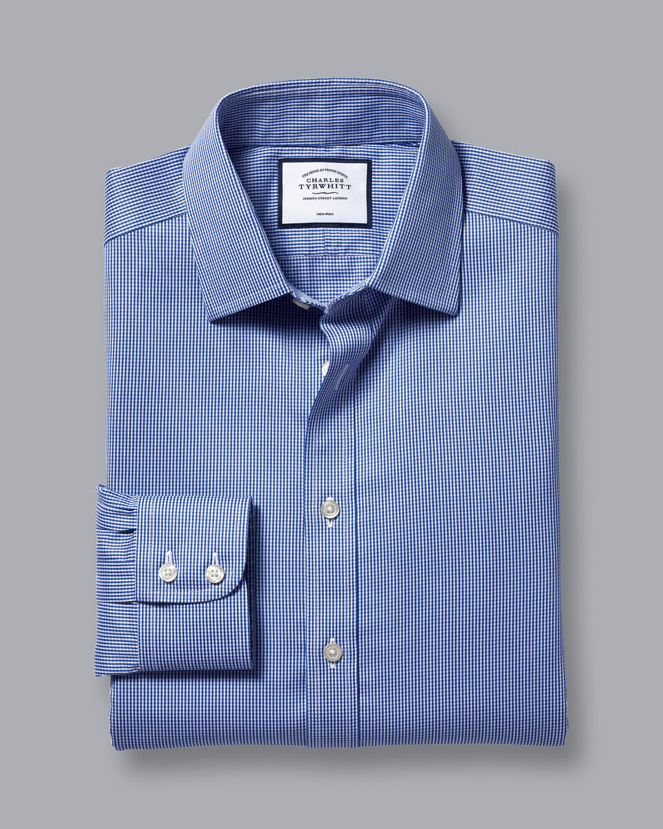 Non-Iron Puppytooth Shirt - Royal Blue | Charles Tyrwhitt