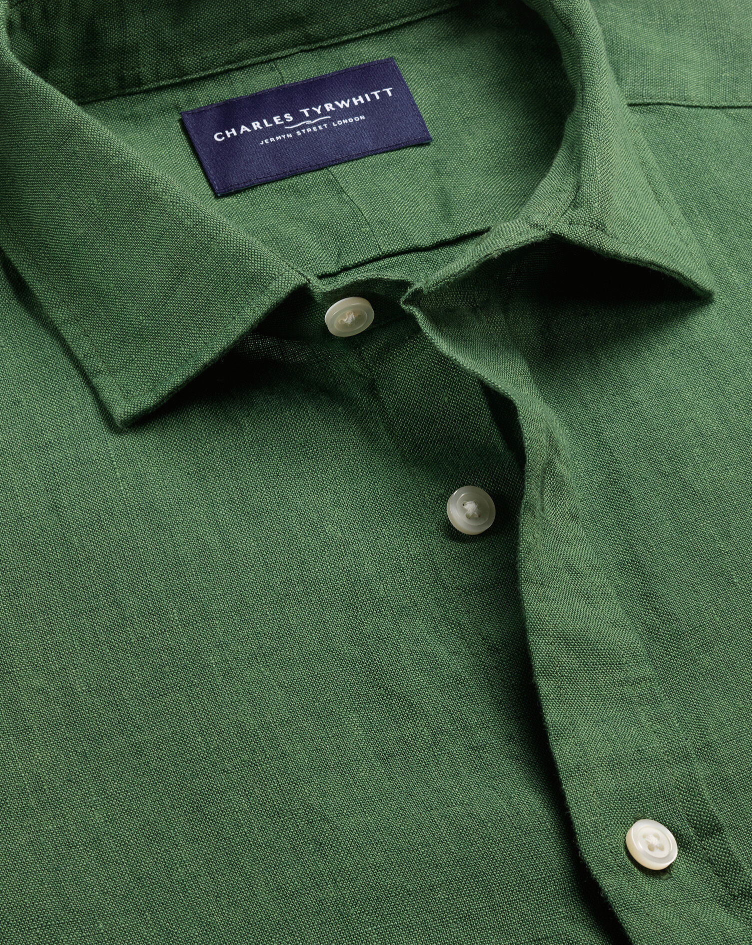 Pure Linen Shirt - Green | Charles Tyrwhitt US
