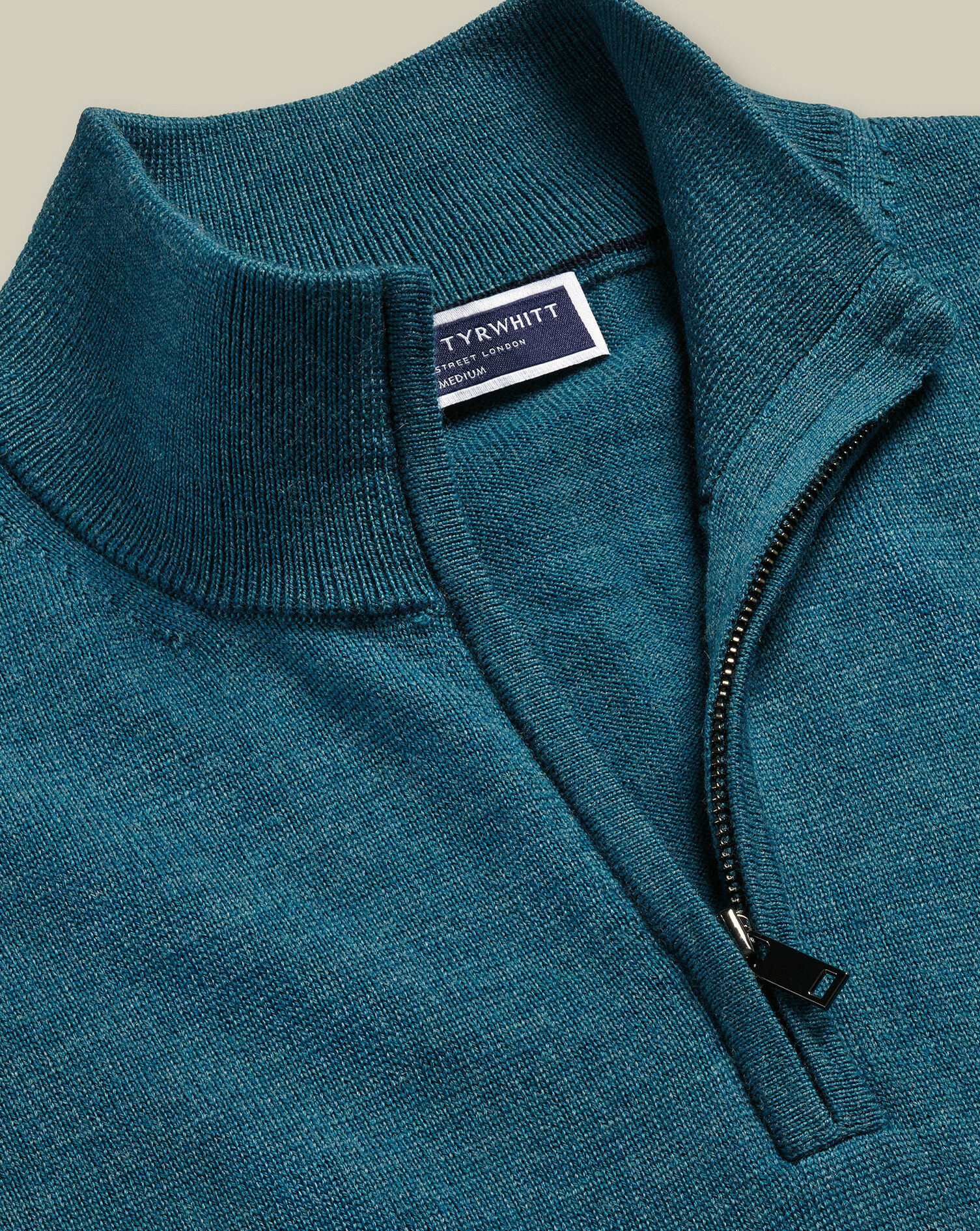 Pure Merino Quarter Zip Sweater - Teal  