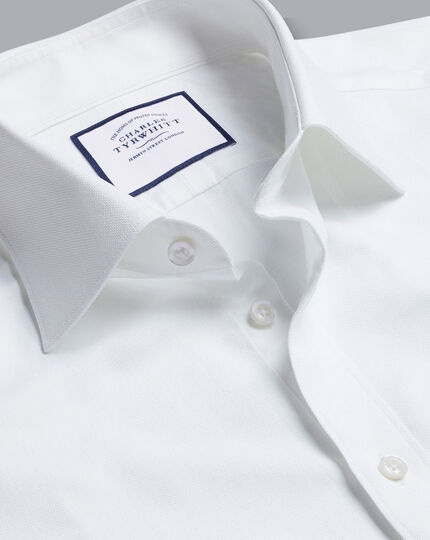 Semi-Cutaway Collar Oxford Shirt - White