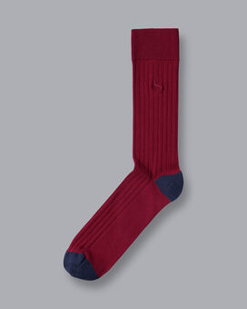 Cotton Rib Socks - Red