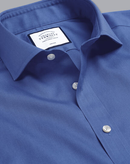 Spread Collar Non-Iron Pinpoint Oxford Shirt - Ocean Blue
