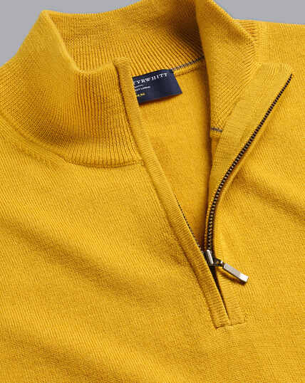 Merino Zip Neck Sweater - Dark Yellow
