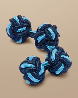 Knot Cufflinks - Indigo Blue & Light Blue
