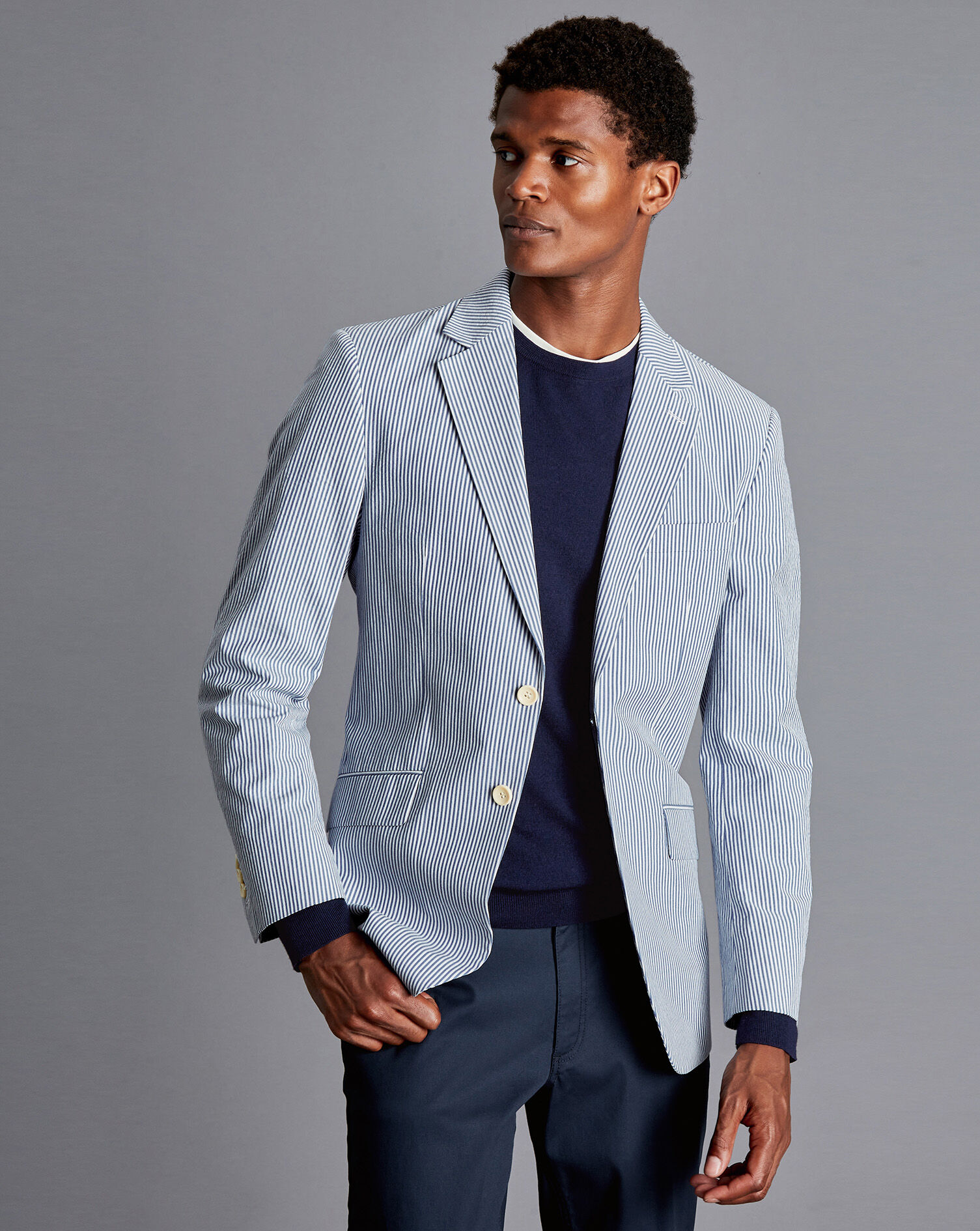 Charles Tyrwhitt Charles Tyrwhitt Mens Grey 100% Wool Suit Jacket Blazer Size 40L Classic Fit WB4 