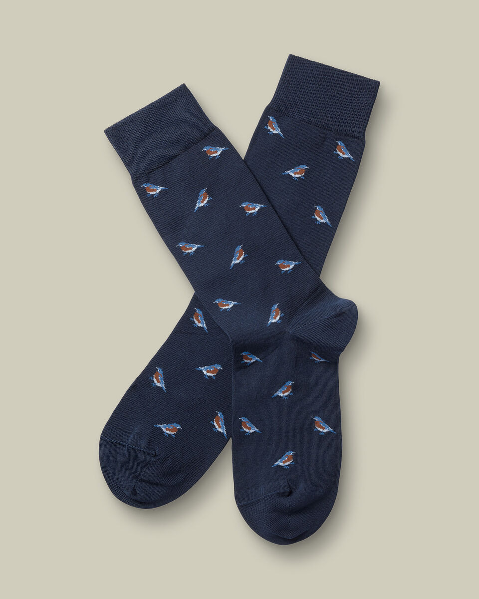 Cotton Bird Socks - French Blue
