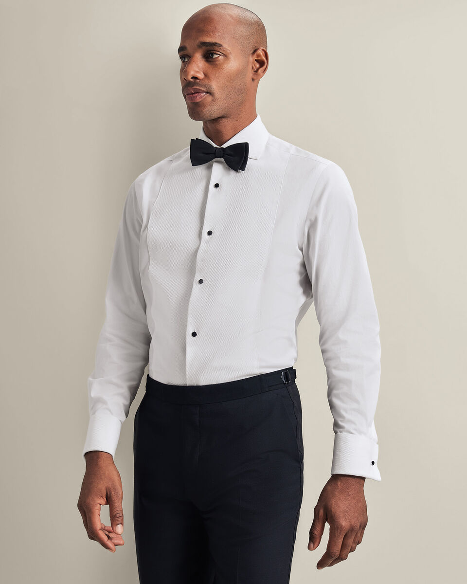 Bib Front Tuxedo Shirt - White