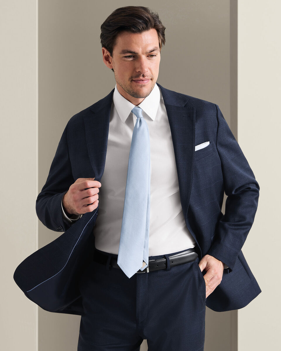 Windowpane Check Suit - Indigo Blue