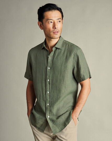 strapless open back dress Olive green Regular Fit Formal Shirt For Men's – Horsewelly main image 0
