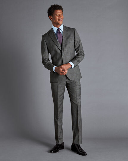 Italian Luxury Prince of Wales Check Suit Pants - Grey