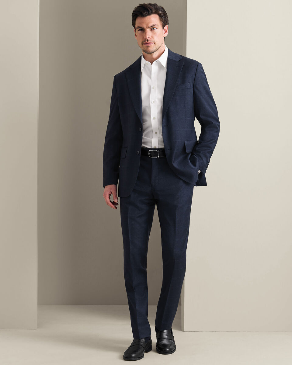 Check Suit Trousers - Indigo Blue