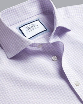 Cutaway Collar Non-Iron Check Shirt - Violet Purple