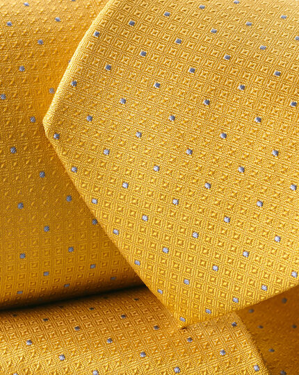 Stain Resistant Polka Dot Silk Tie - Sunflower Yellow