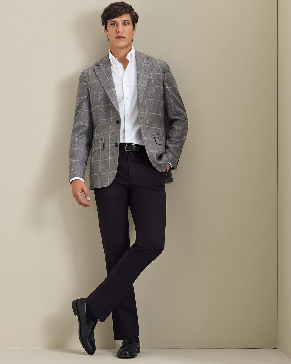 Wool Textured Check Jacket - Grey