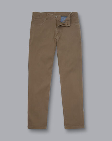 Washed Texture 5 Pocket Trousers - Taupe