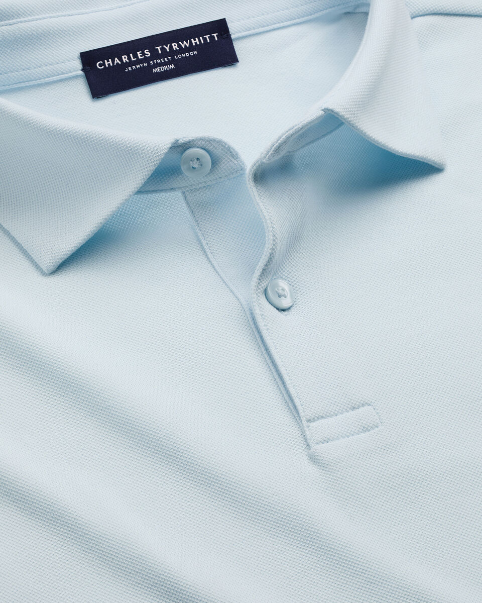 Long Sleeve Smart Pique Polo - Ice Blue