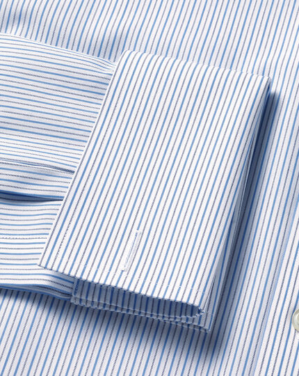 Spread Collar Non-Iron Stripe Shirt - Ocean Blue