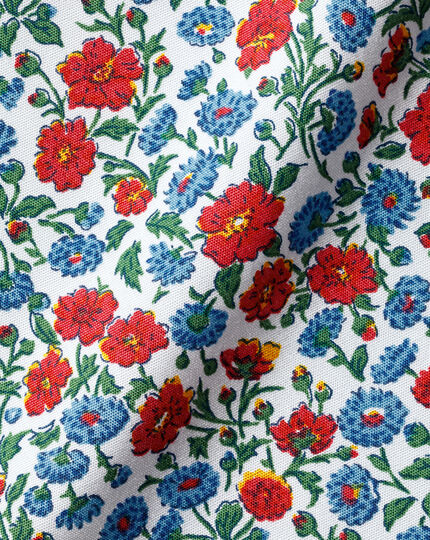 Guide London Floral Print Shirt - Blue/Tan L