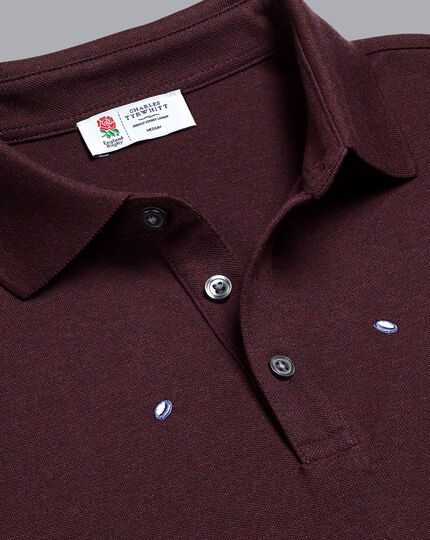 England Rugby Embroidered Pique Polo - Wine