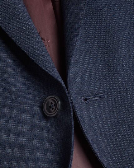 Micro Texture Birdseye Travel Suit Jacket - Ink Blue